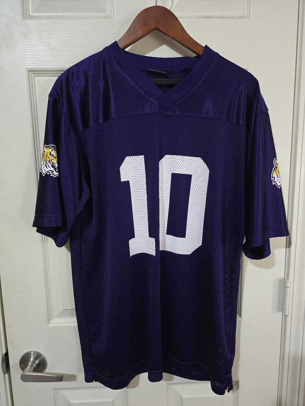 Men's LSU #10 Purple Jersey ProEdge Sz Med